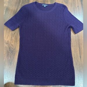 Women Brooks Brothers Plum Silk Cashmere Crew Sweater short sleeves M
